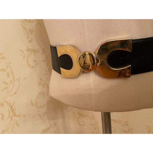 Spain Avignon Leather Black Belt Ladies Size 32 - Picture 4 of 4